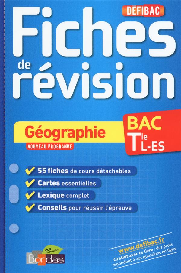 Defibac ; fiches de revision ; géographie ; terminale l-es