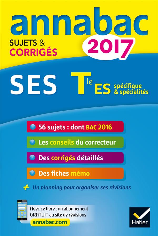 Annabac sujets & corriges ; 2017 ; ses ; terminale es