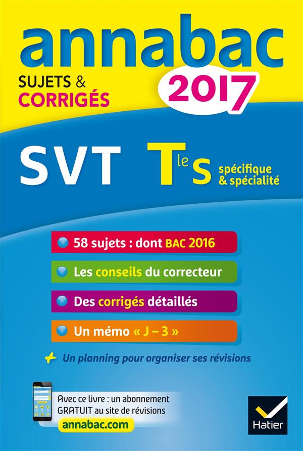 Annabac sujets & corriges ; 2017 ; svt ; terminale s