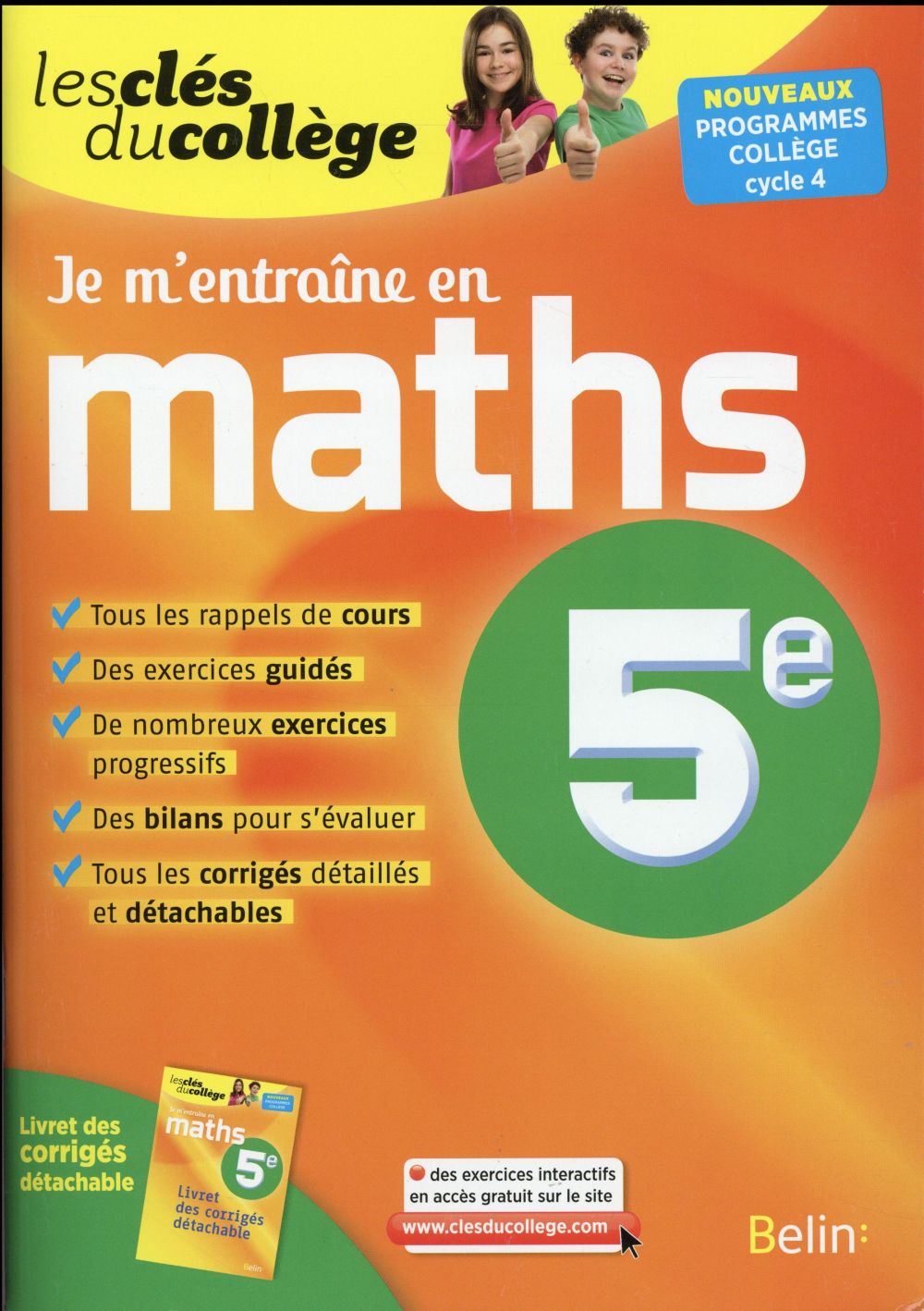 Les cles du college ; je m'entraîne en maths ; 5ème (édition 2016)