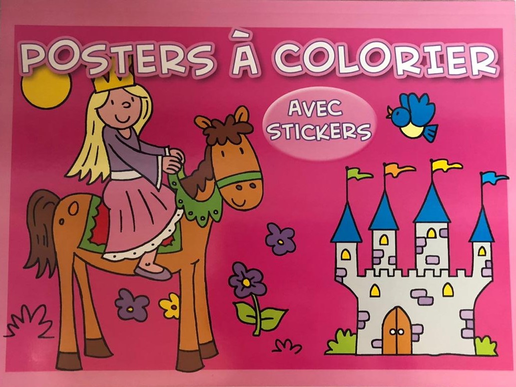 Poster à Colorier avec stickers-Princesse