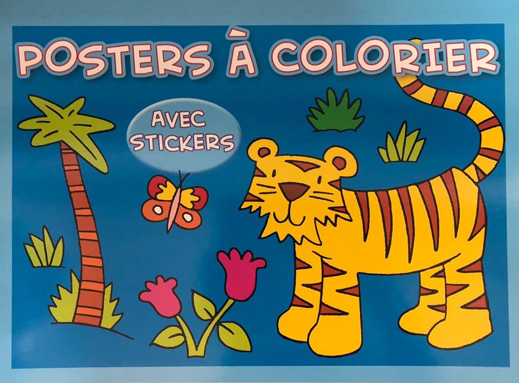 Poster à Colorier avec stickers-Animaux