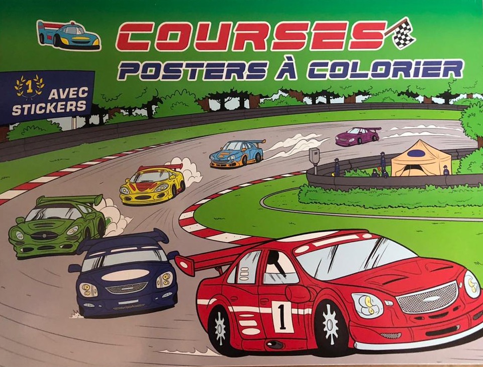 Poster à Colorier avec stickers-Racing