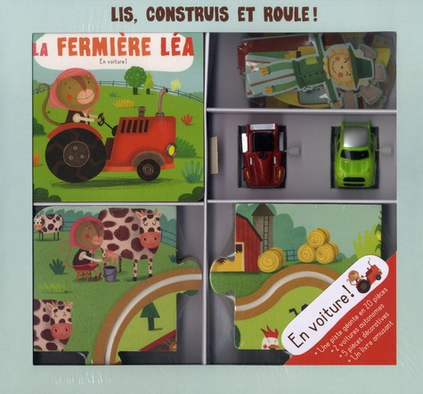 La fermière Léa, en voiture ! - Avec 2 voitures, 5 pièces décoratives et un livre