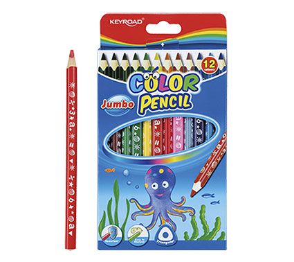 12 crayons de couleur triangulaires géants 5mm