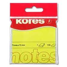 100 Notes autocollantes jaune 75x75 mm