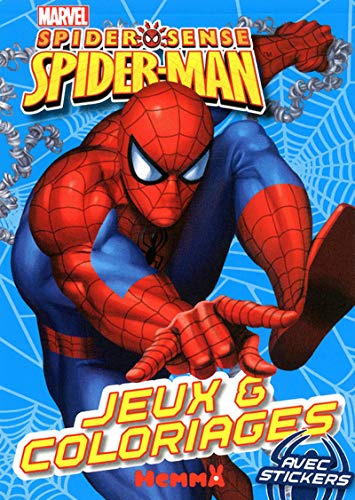 Jeux Coloriages stickers Marvel (Fond bleu)