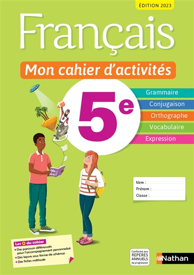 FRANCAIS- MON CAHIER D'ACTIVITES 5E - 2023	NATHAN