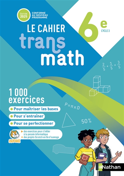 Trans Math , le cahier 6eme , Programme 2025