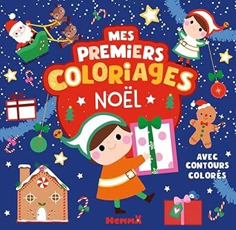 Mes premiers coloriages avec contours colorés Noël